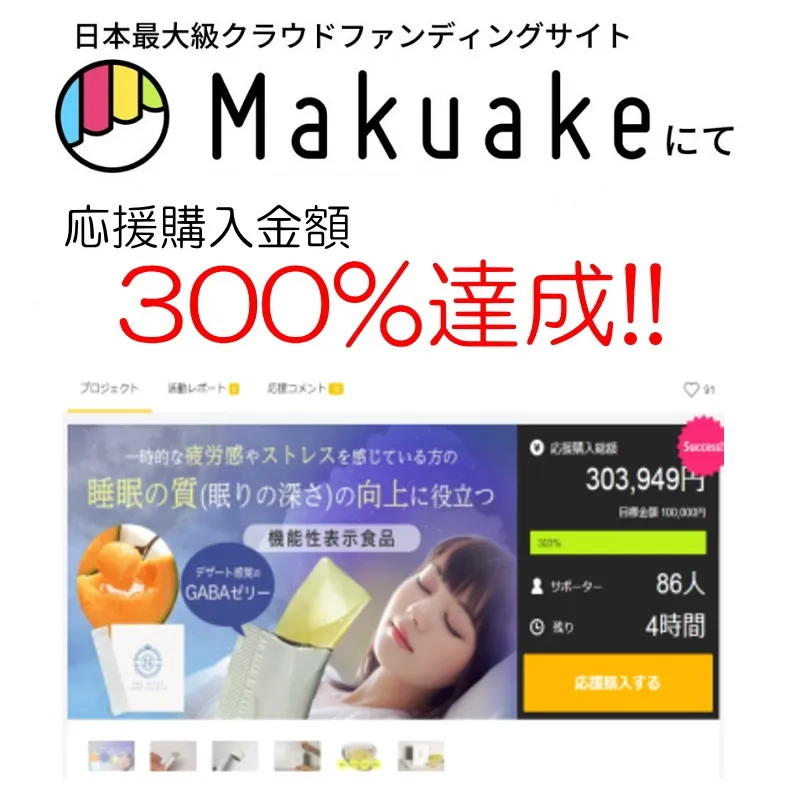 Makuakeにて応援購入金額300%達成！